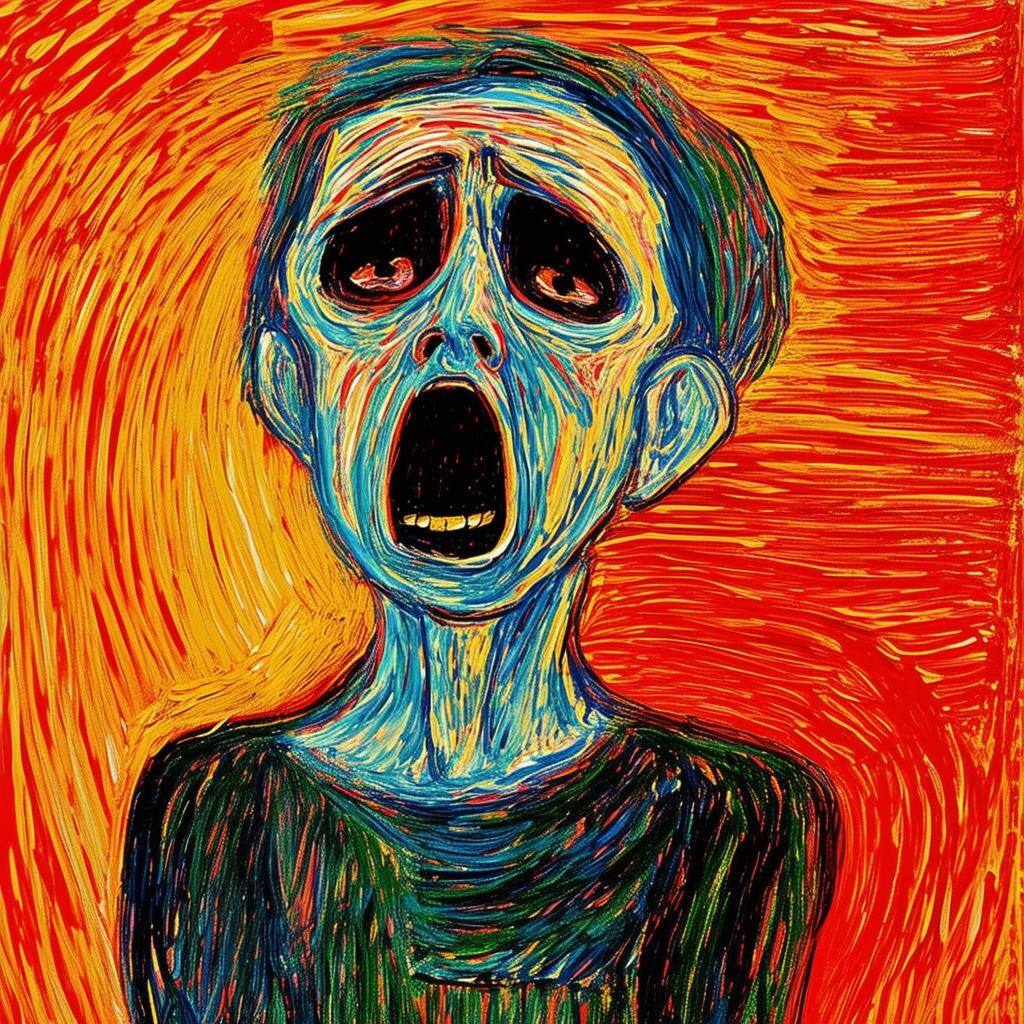 a person tired of opinions, and want to argue with factdriven decisions, in the style of the scream by edvard munch